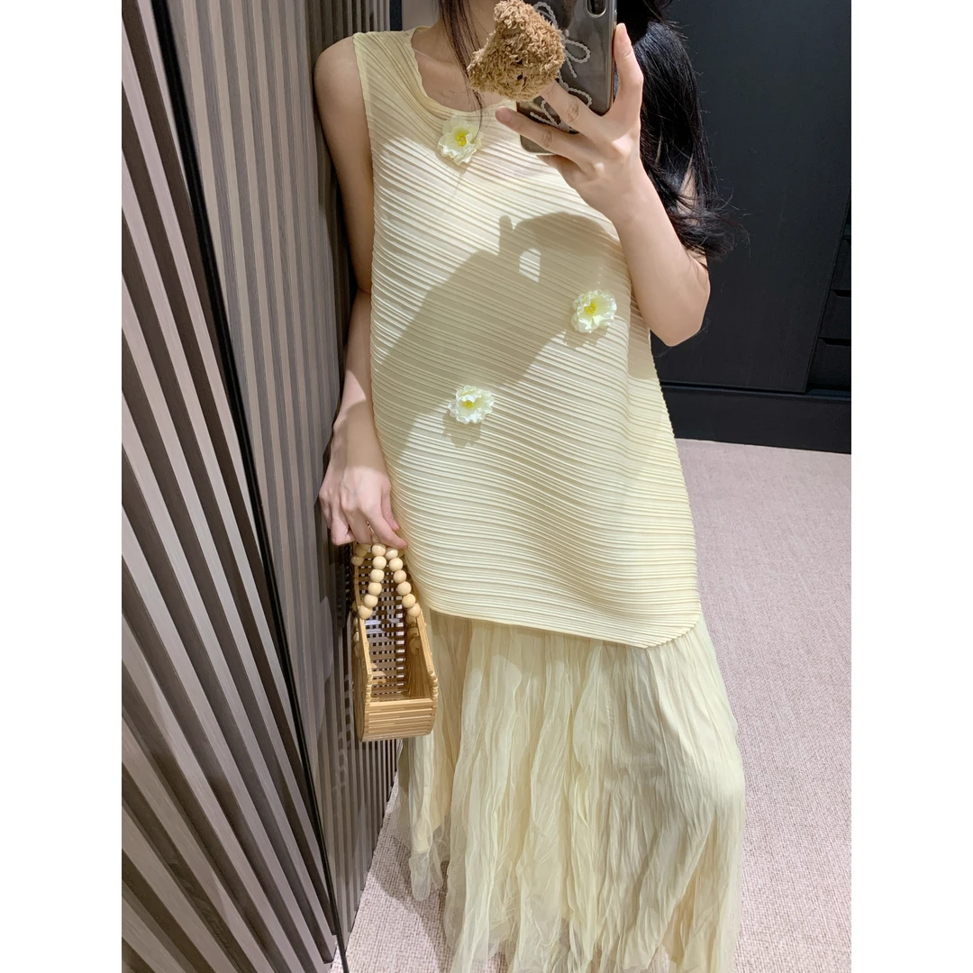 【LD STUDIO亮亮家】仙气飘飘三宅重工花朵背心纱裙套装套装6135