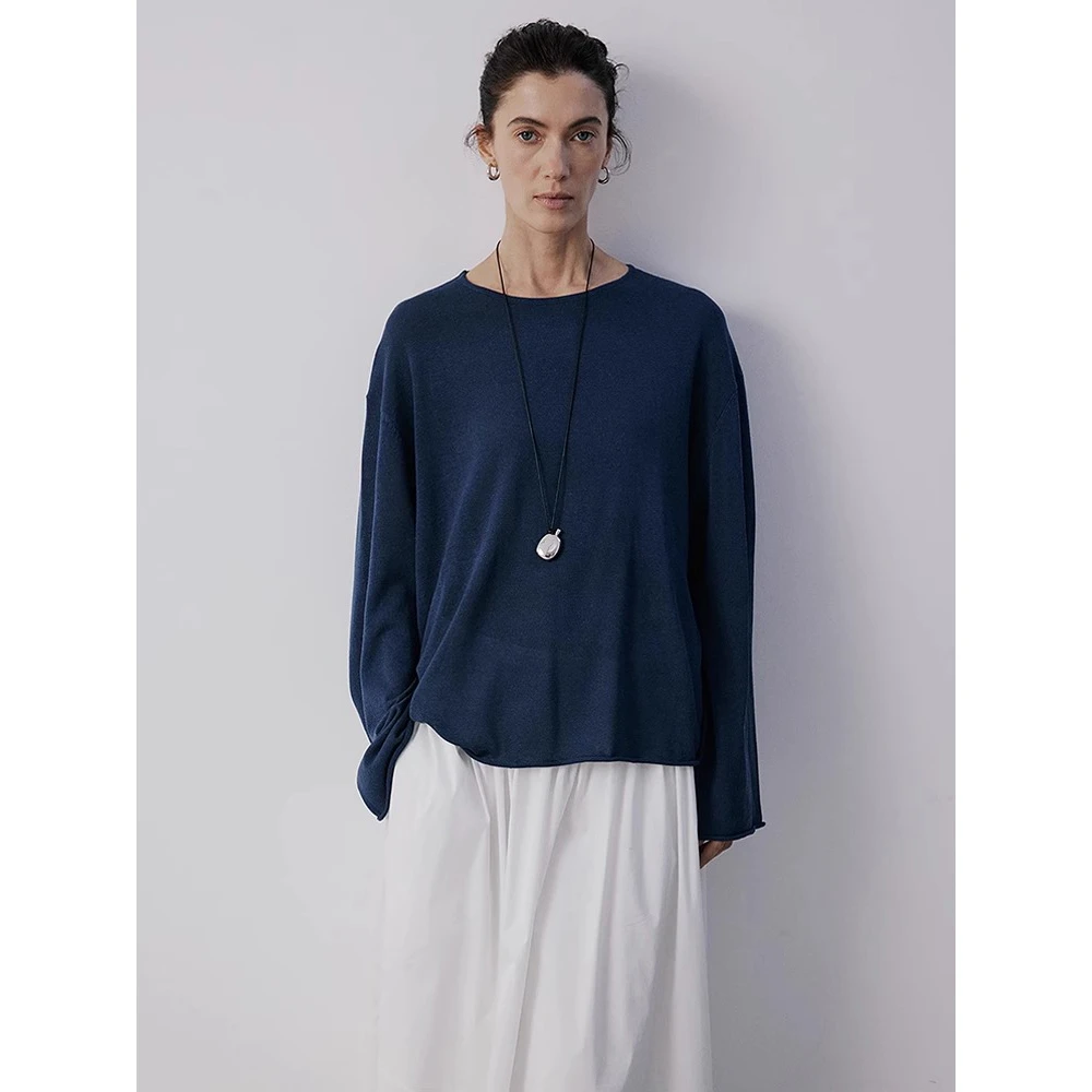 法式藏青色镂空薄款冰丝针织衫女夏季外搭宽松慵懒风防晒罩衫上衣