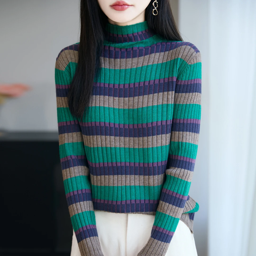 微胖mm春秋大码女士半高领毛衣遮肚子显瘦上衣秋冬内搭针织打底衫