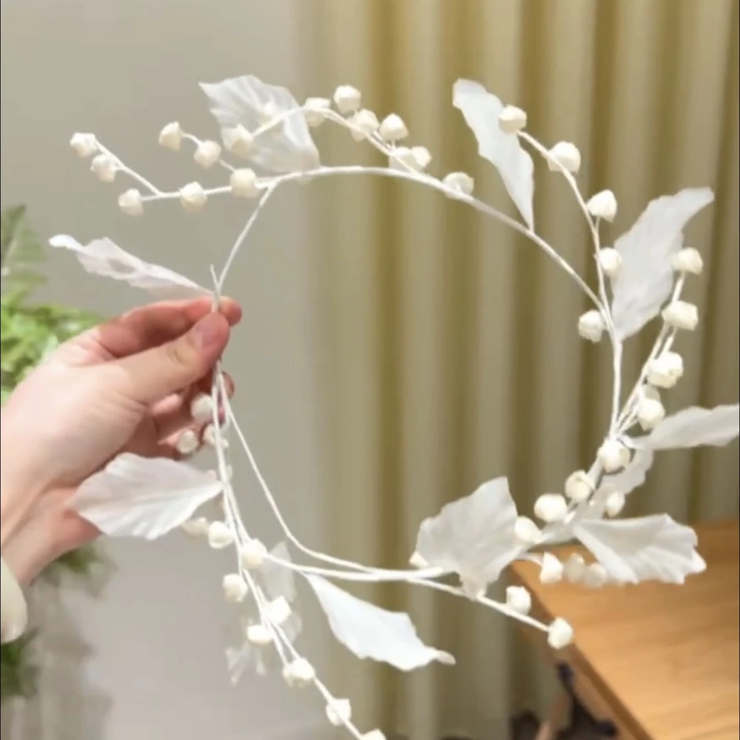 新娘头饰简约网红韩式结婚公主百搭精美甜美法式古风金色白色