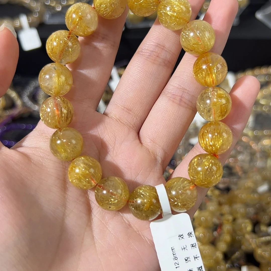 水晶手串未镶嵌天然金发晶
