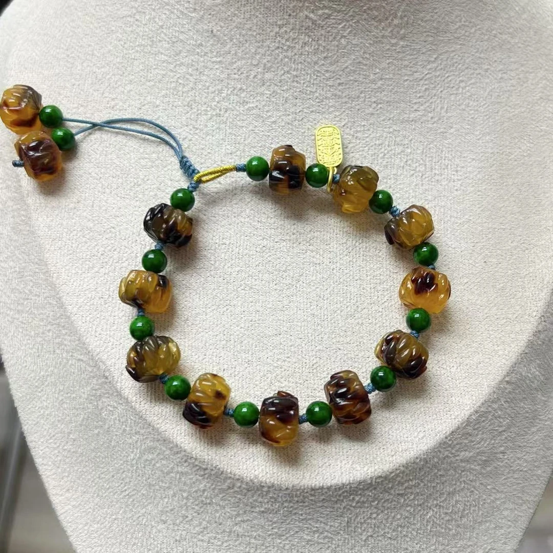 【沐言优选】冒冒直切12m雕刻饕鬄实心无拼接手链A660