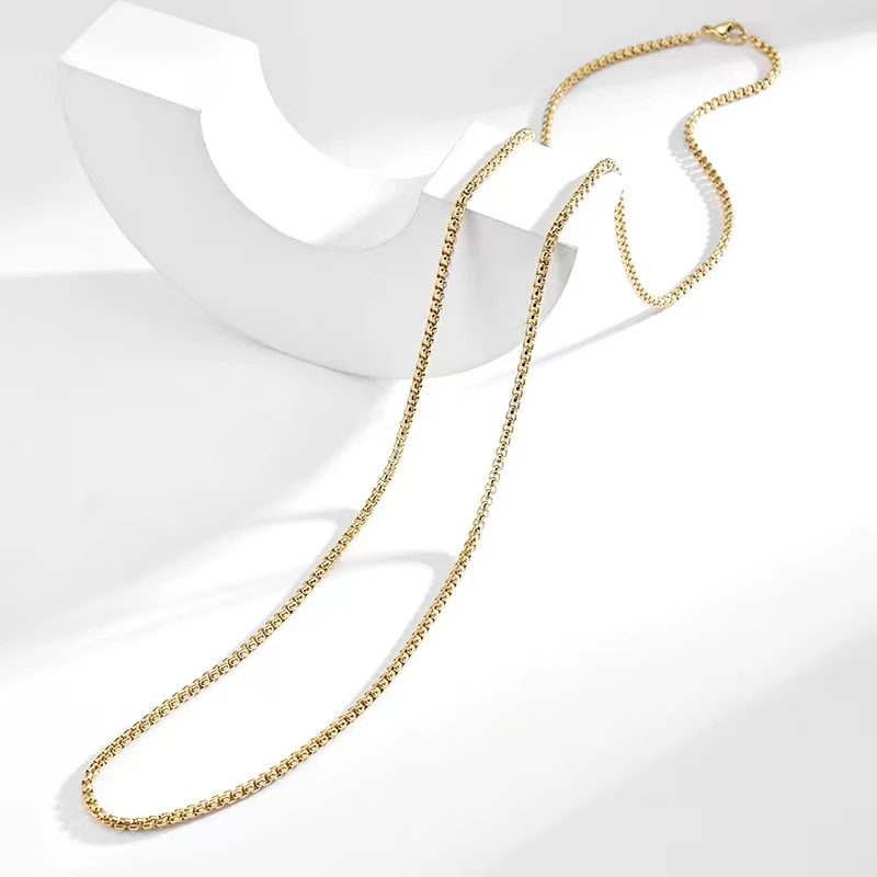 铜项链 7015 胸针项链 镀18K 长70CM 简约金色百搭胸针链子