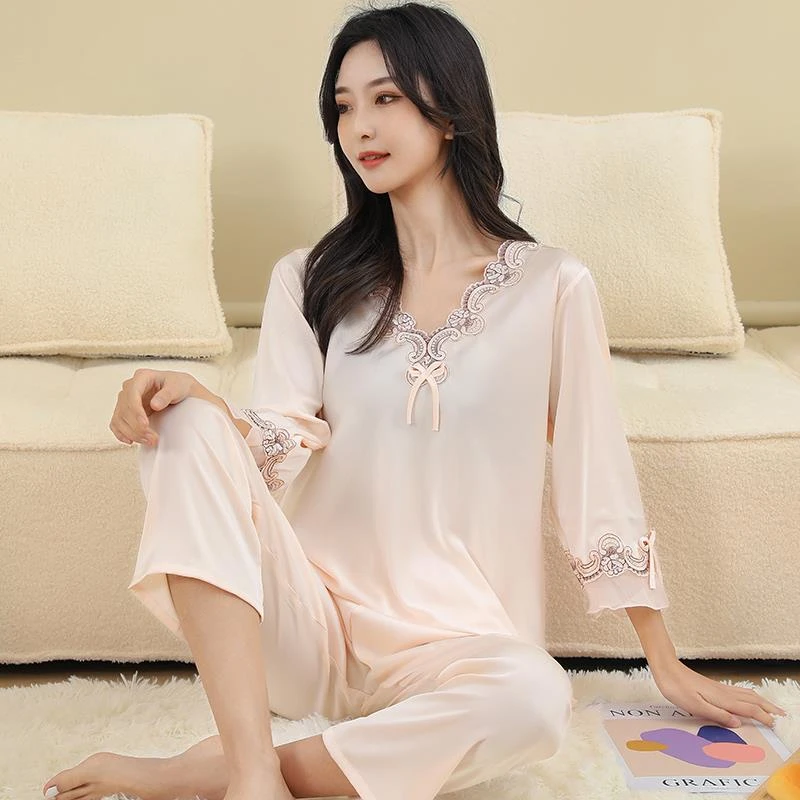 2025年新款睡衣女夏季季冰丝薄款性感网红风女士两件套夏款家居服