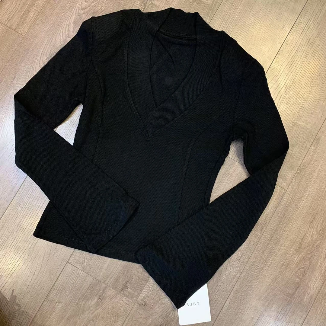 （现货）新款V领长袖打底衫6882