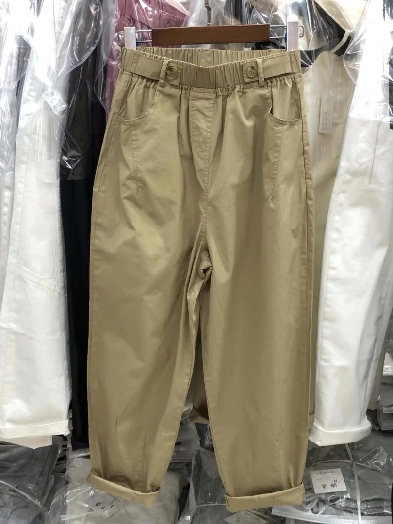 九分休闲裤女2025春夏薄款高腰减龄老爹大码宽松显瘦ins潮哈伦裤