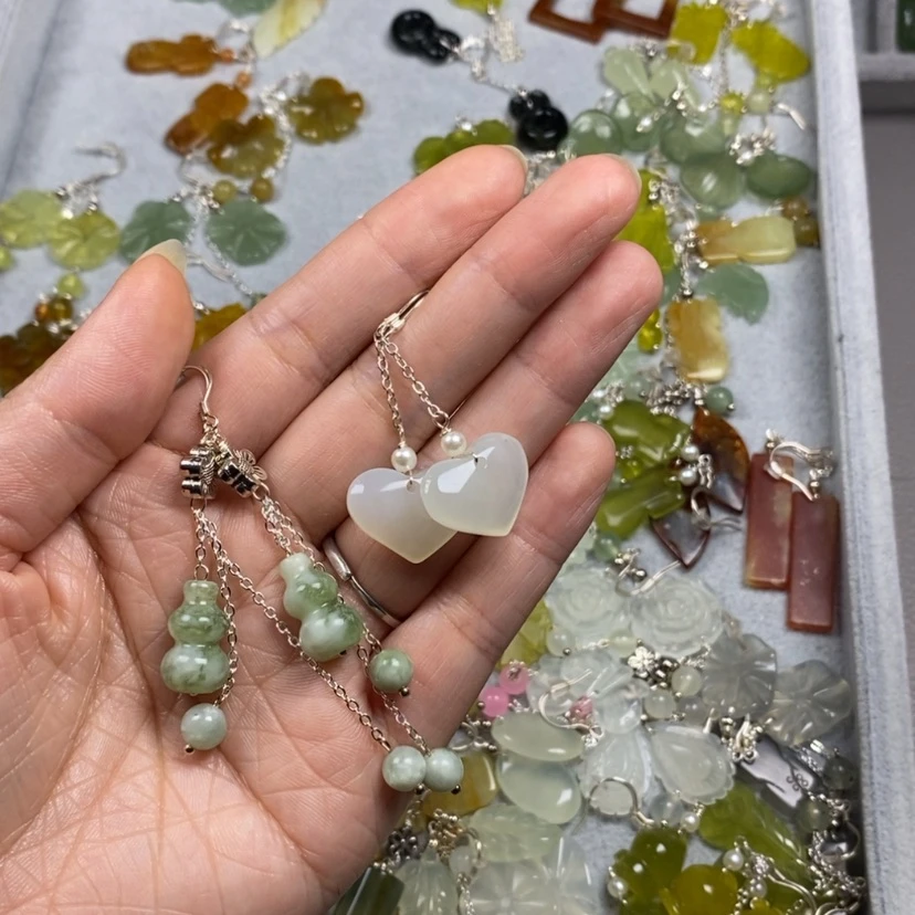 【闪购商品】未镶嵌蛇纹石玉挂件耳饰耳环项链