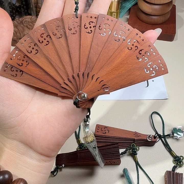檀香木印度老山檀香满工迷你扇子