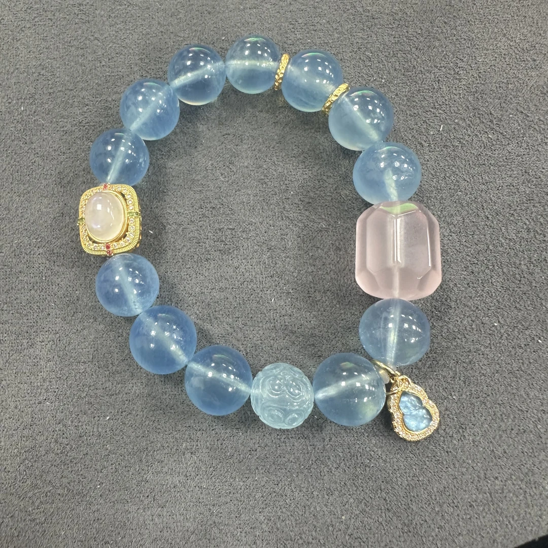 培育海蓝宝石单圈手链约11mm 多样性发一件 ERJ1353