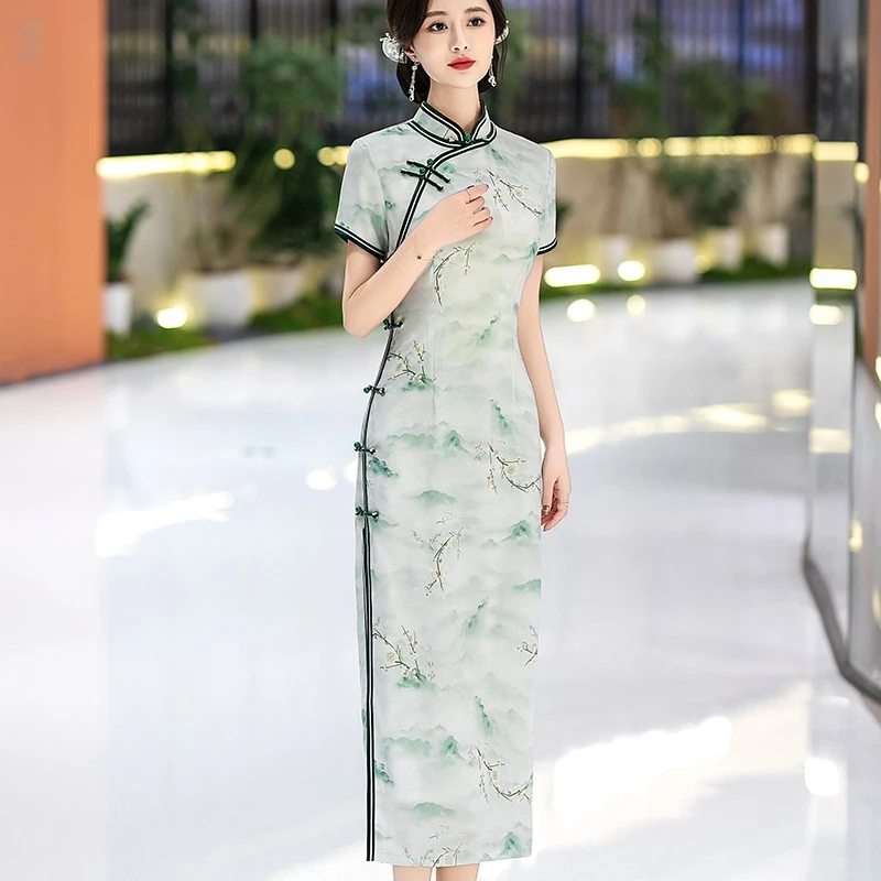 斜襟显瘦优雅少女旗袍日常极简风