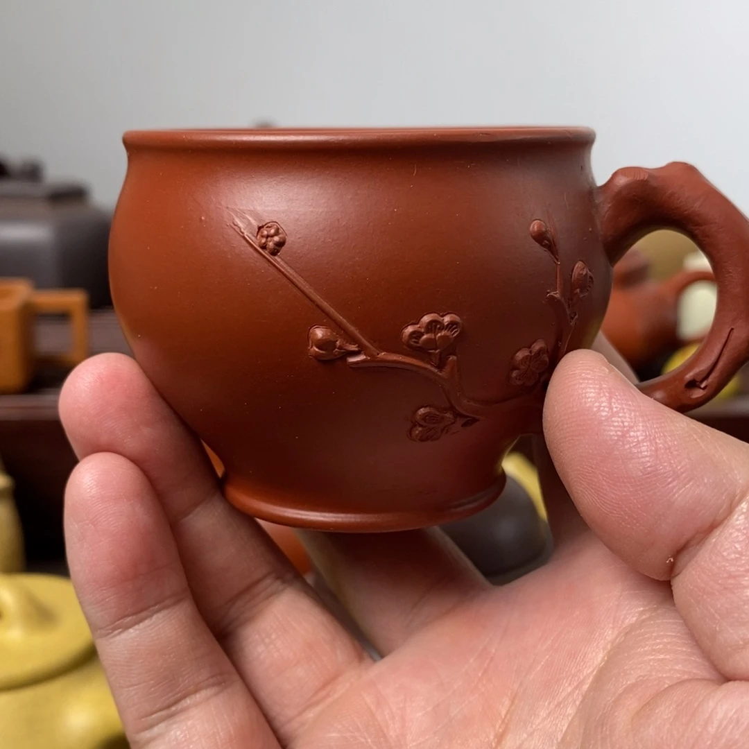 茶杯紫砂朱泥梅桩杯