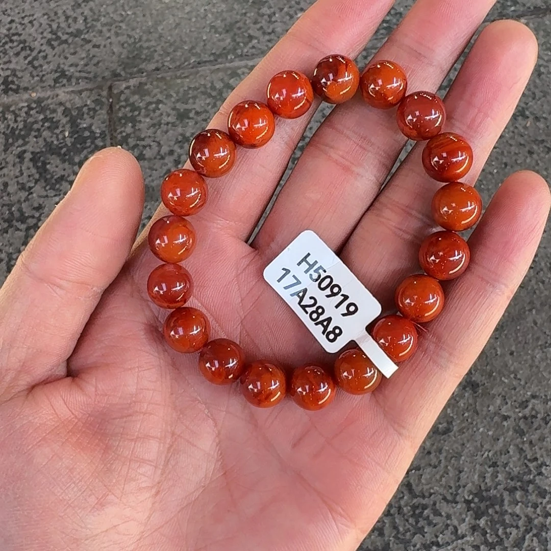 赵***艳南红玛瑙未镶嵌手链原矿南红手串10mm高品质妖火炎