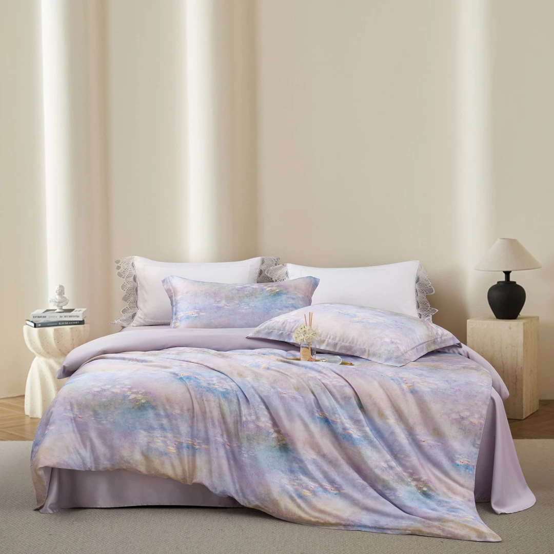 【莫奈花园】100%莱赛尔兰精天丝设计师轻奢数码印花四件套