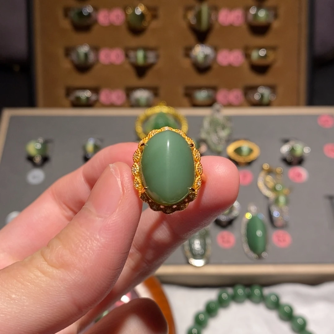 和田玉银S925镶嵌戒指