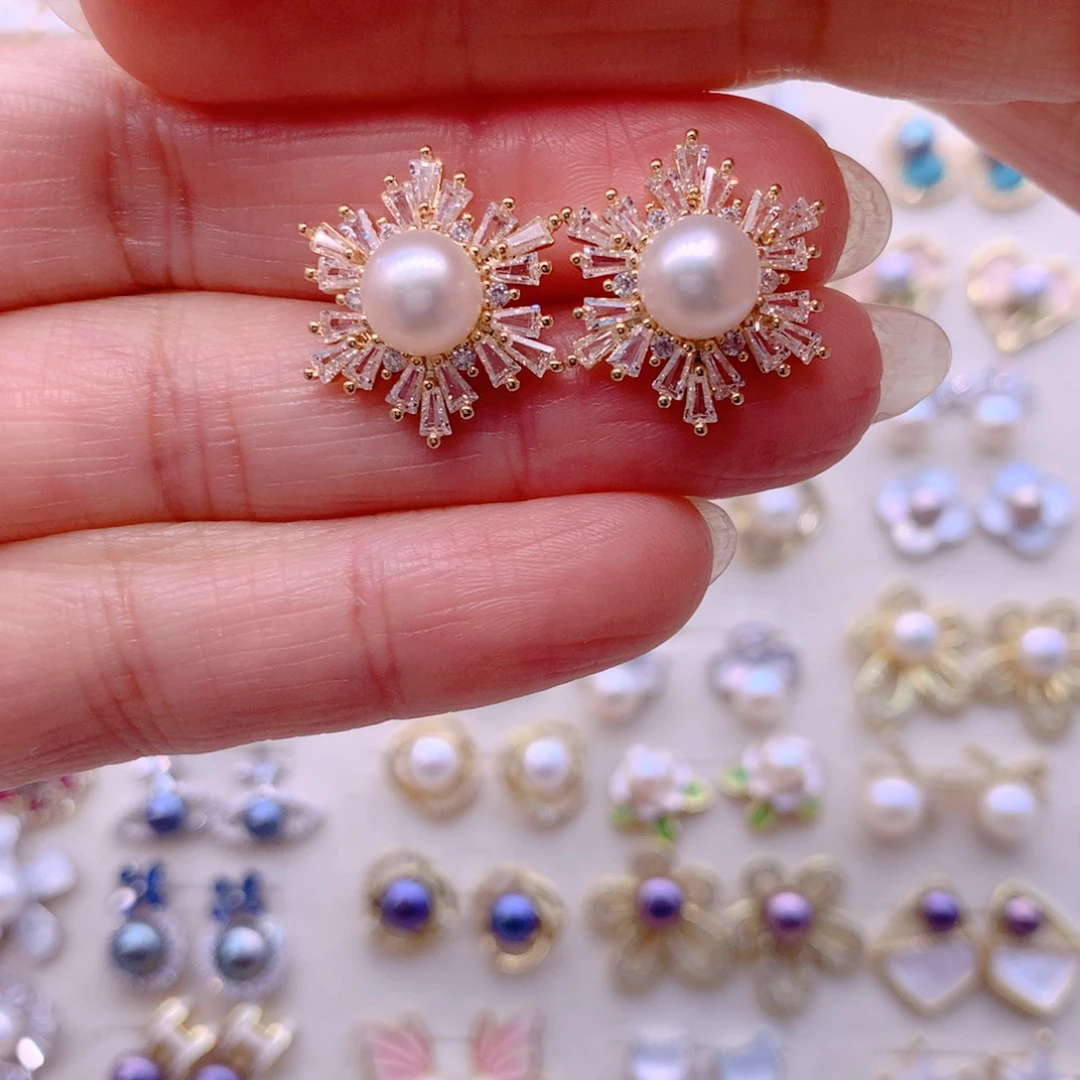 淡水珍珠耳饰合金