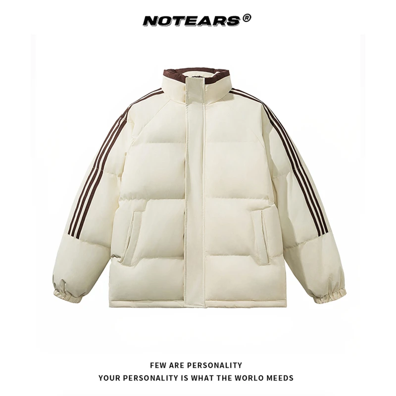 Notears没有眼泪  冬季保暖休闲条纹面包房棉服情侣同款M001