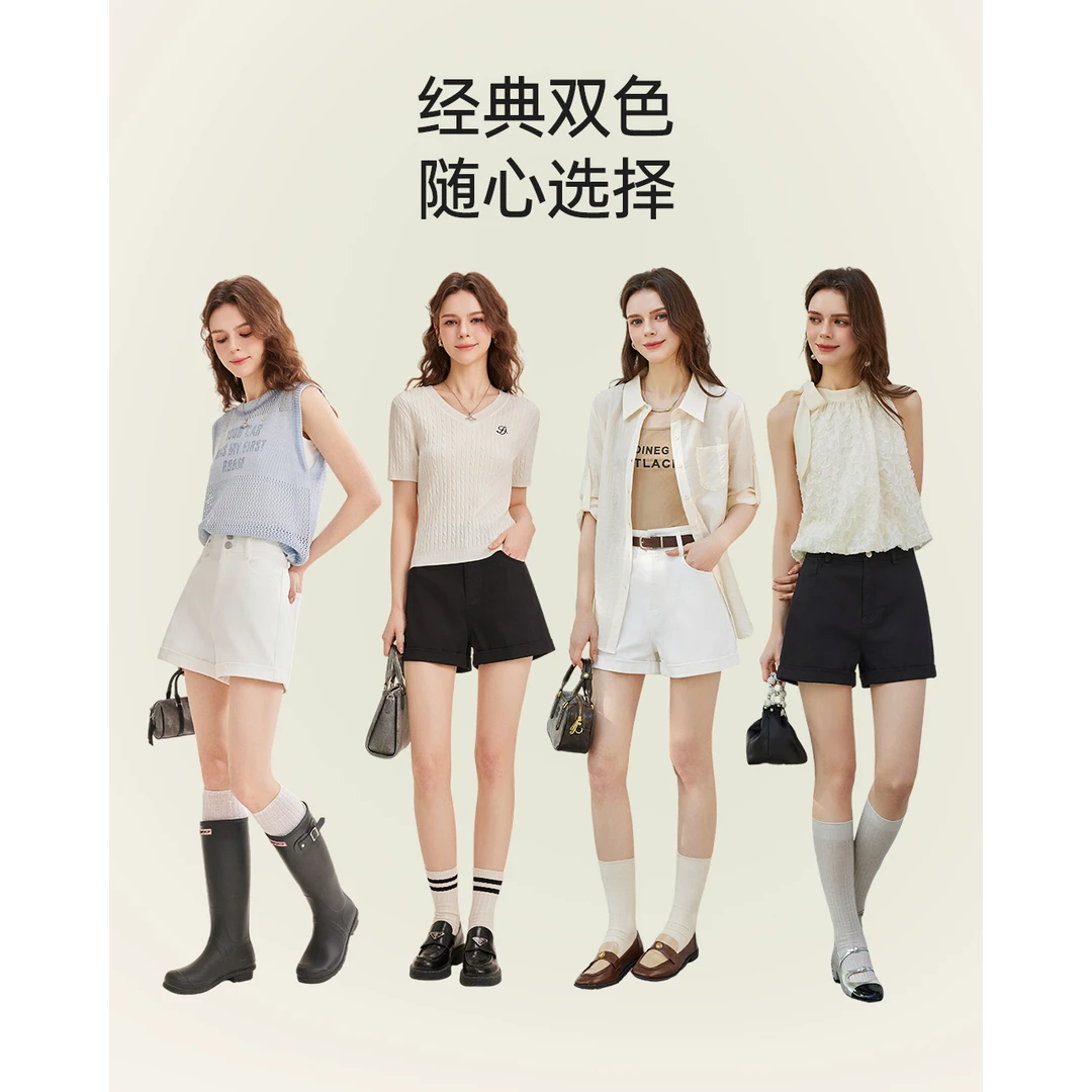 IEF/爱依服【DNA系列】2025夏季新款高腰显瘦显腿长短裤流光风