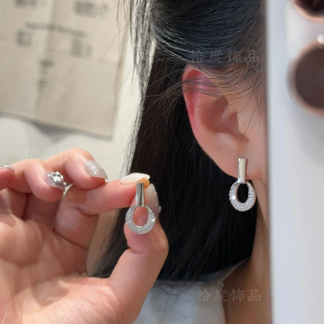 【恰度】微镶锆石方正圈圈耳钉小众高级感