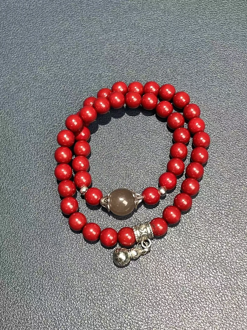 含辰砂工艺品朱砂双圈手串（无礼盒）MK1002