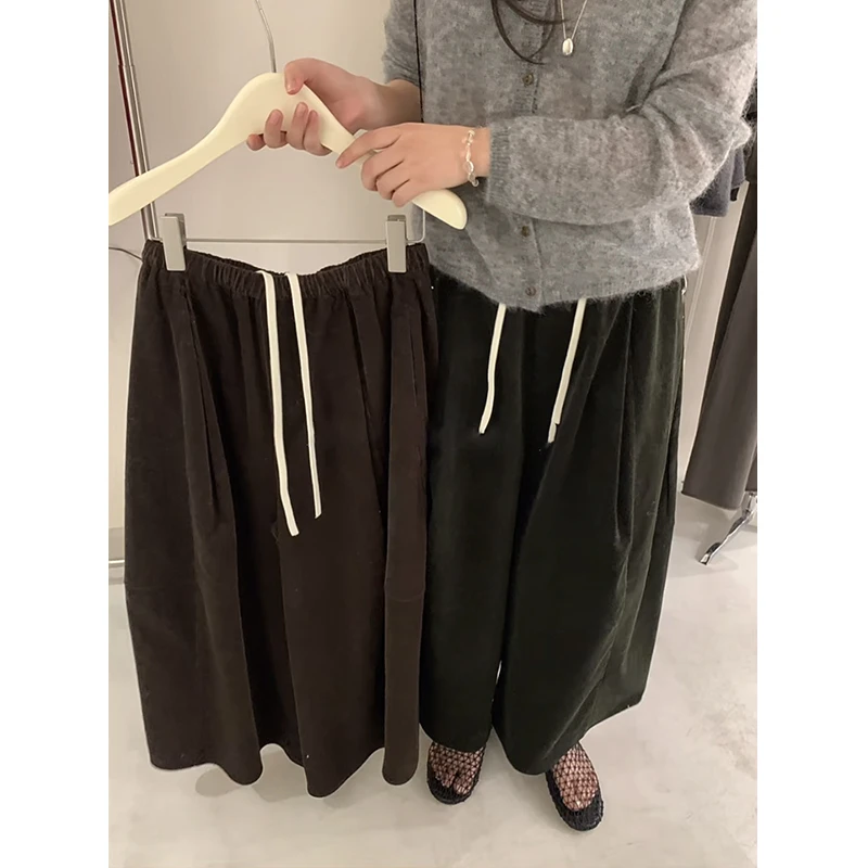 大阔腿设计感八分裤灯芯绒裤子女2025秋季新款韩版气质裤子