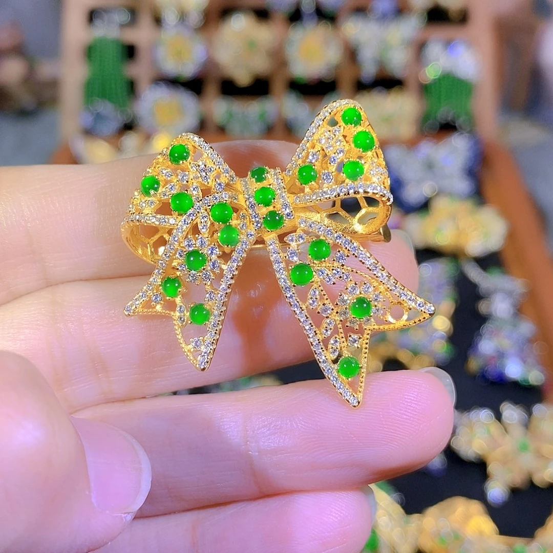 吊坠(不含链)银S925镶嵌翡翠