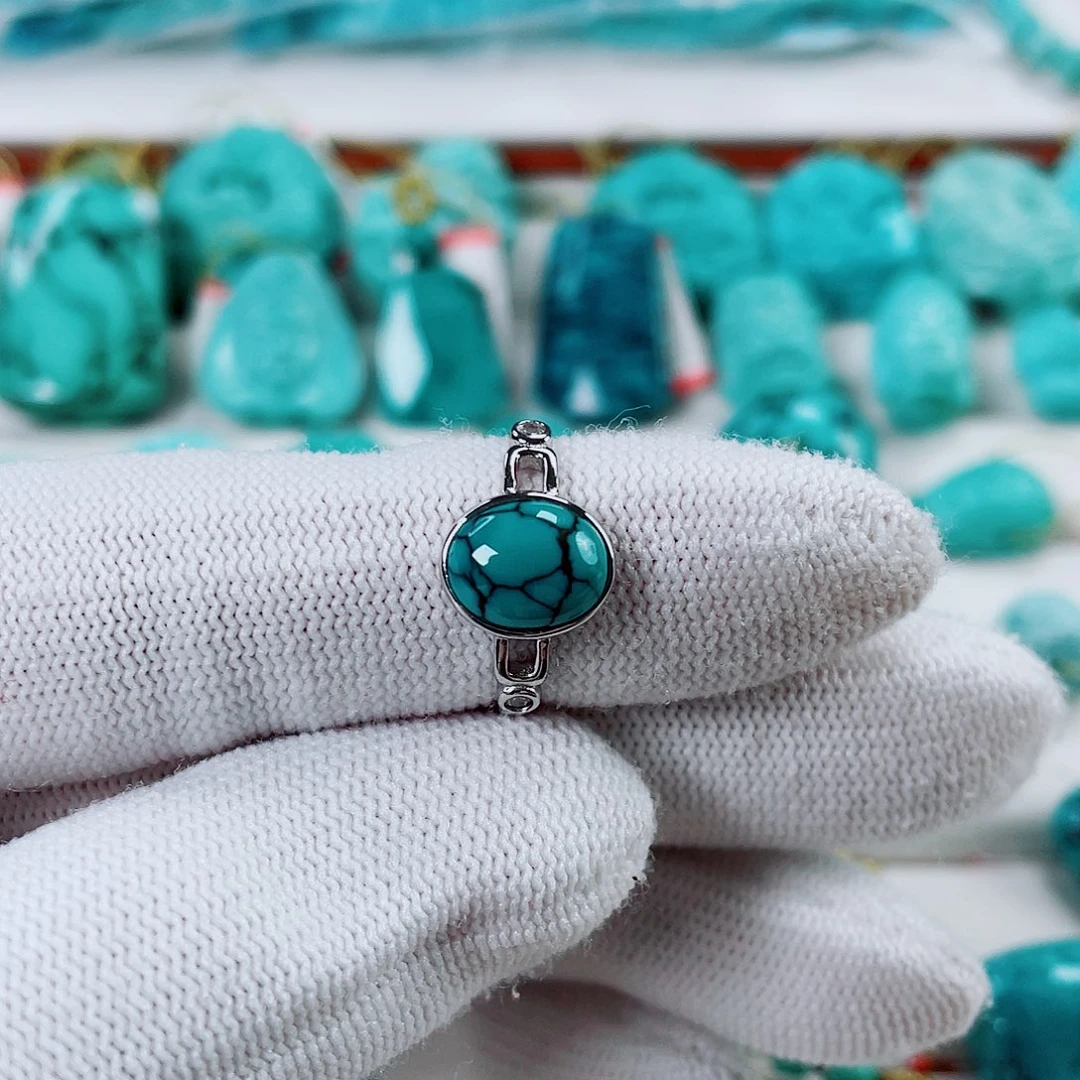 绿松石银S925镶嵌车挂