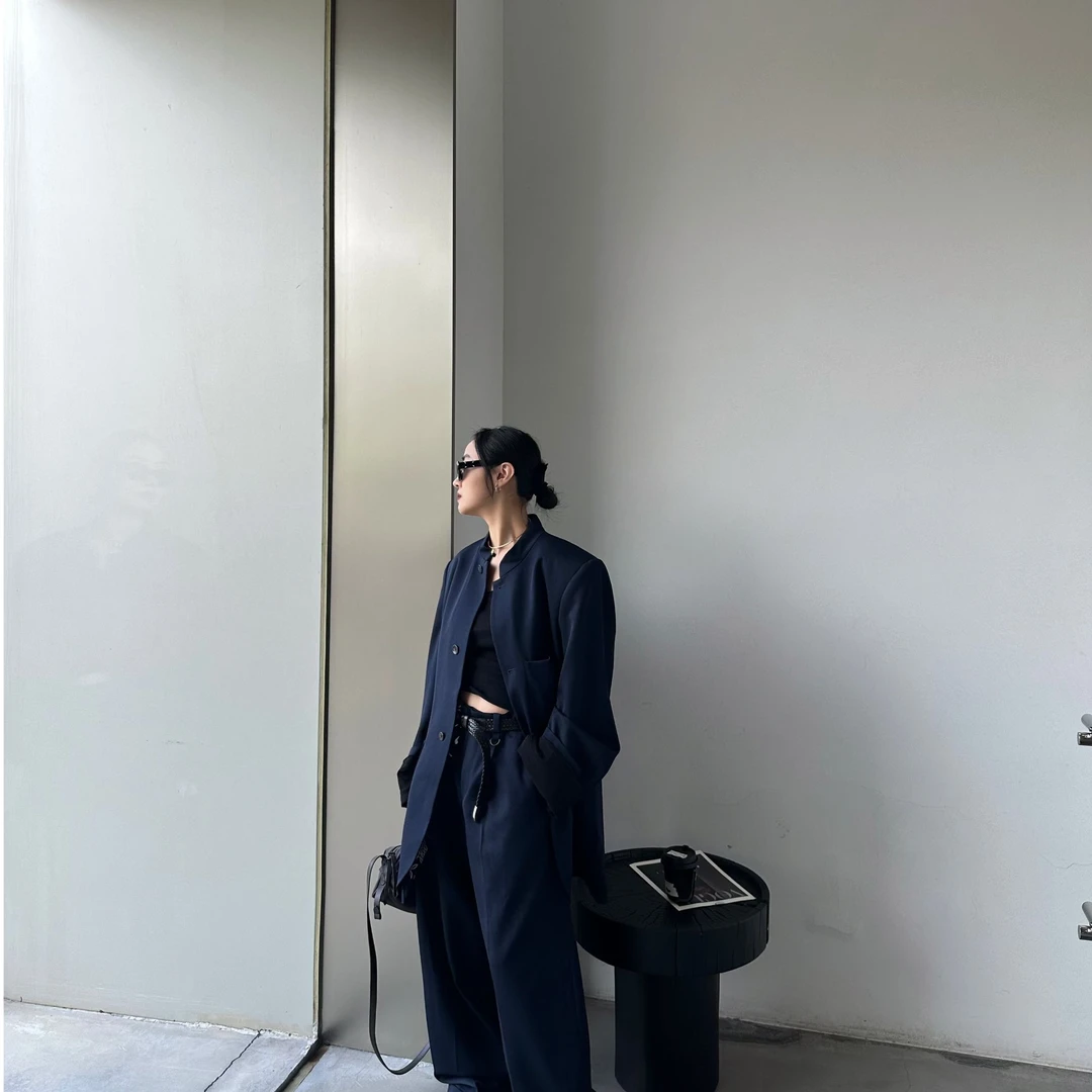 【SAMUEL GUI YANG】25秋冬AW25BMWJT01-1-1NVY设计师立领西装外套