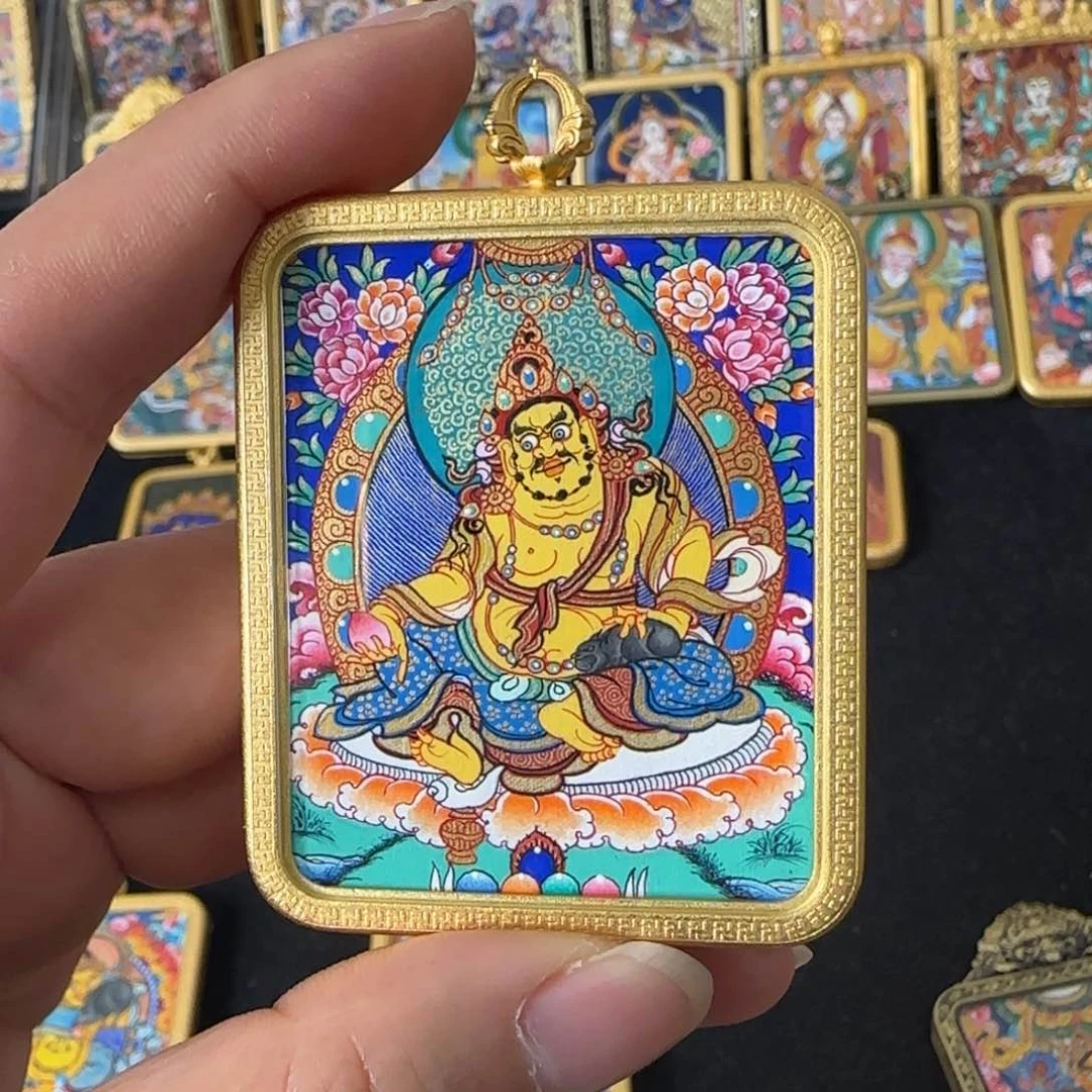 吊坠黄财神热贡唐卡