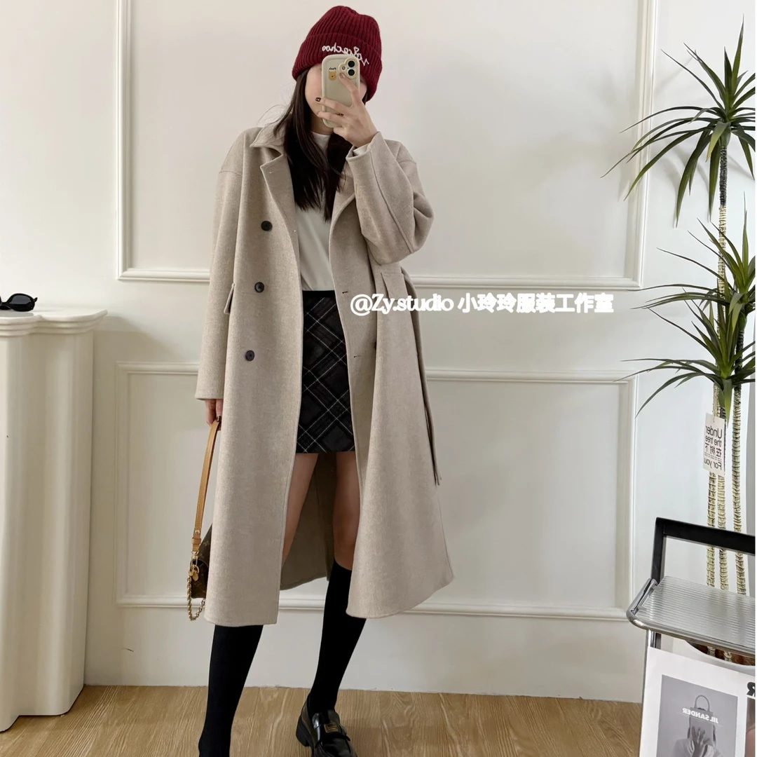 高级感双面呢大衣外套2582