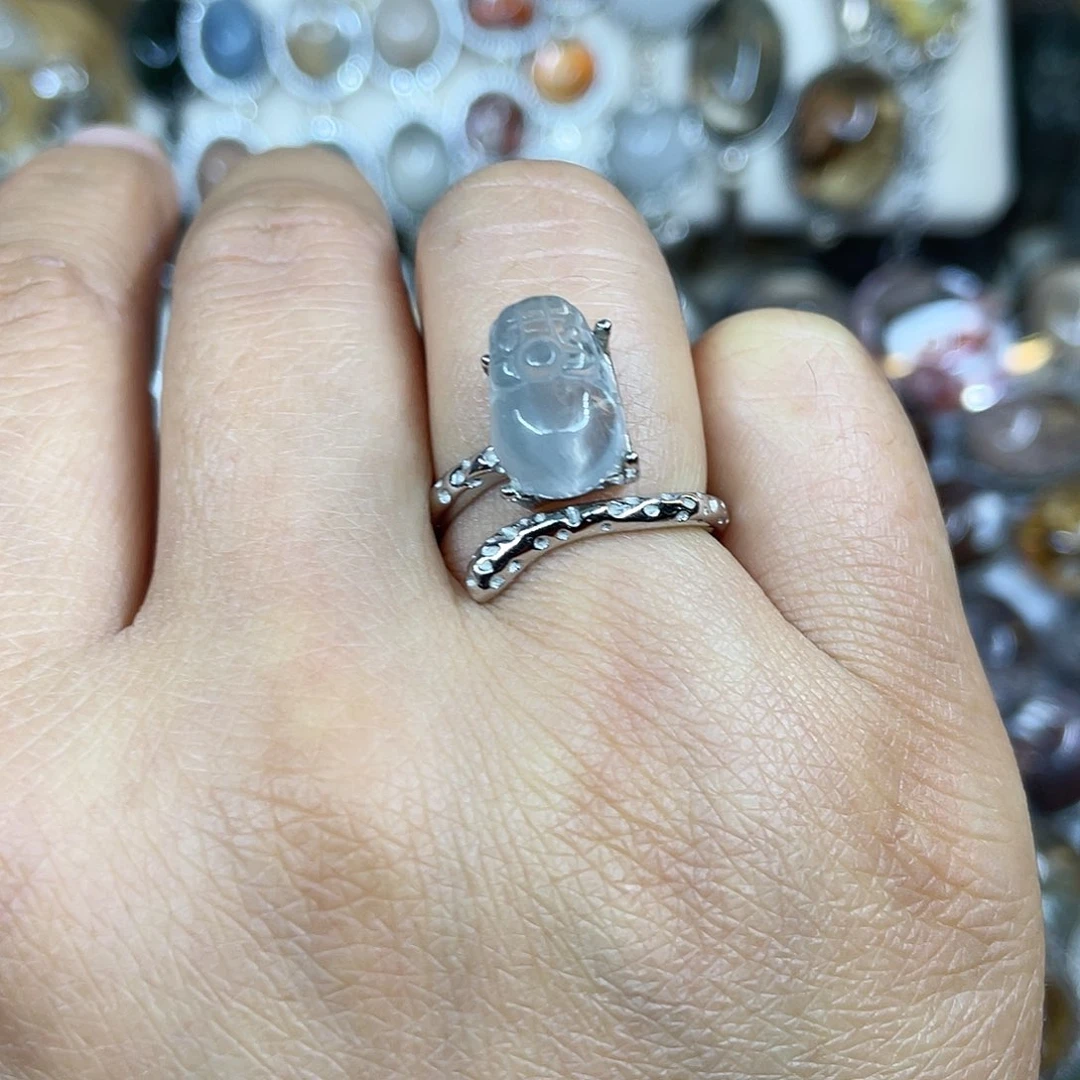 【闪购商品】银S925镶嵌珠宝半成品水晶戒指