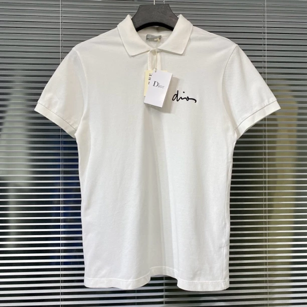 全新未使用 DIOR/迪奥 短袖 POLO衫 草写刺绣logo 白色 L码 wj10