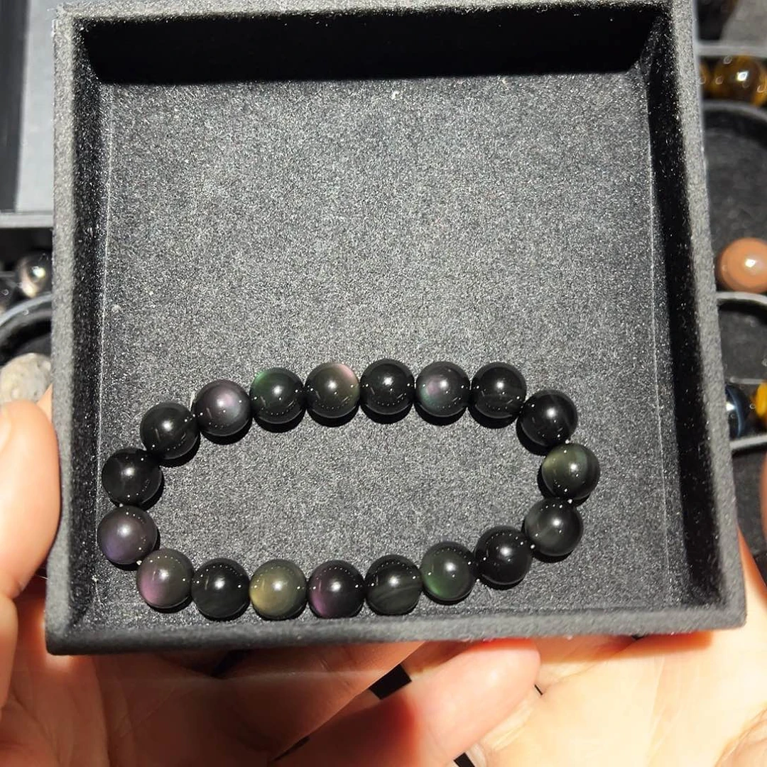 见***山黑曜岩未镶嵌手链