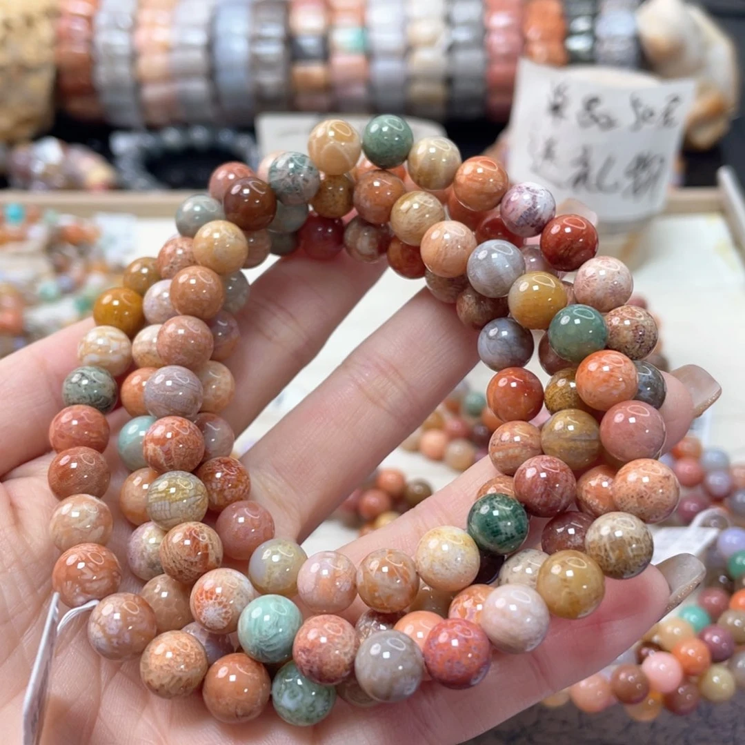 硅化珊瑚（珊瑚玉）未镶嵌手链蔷****r066