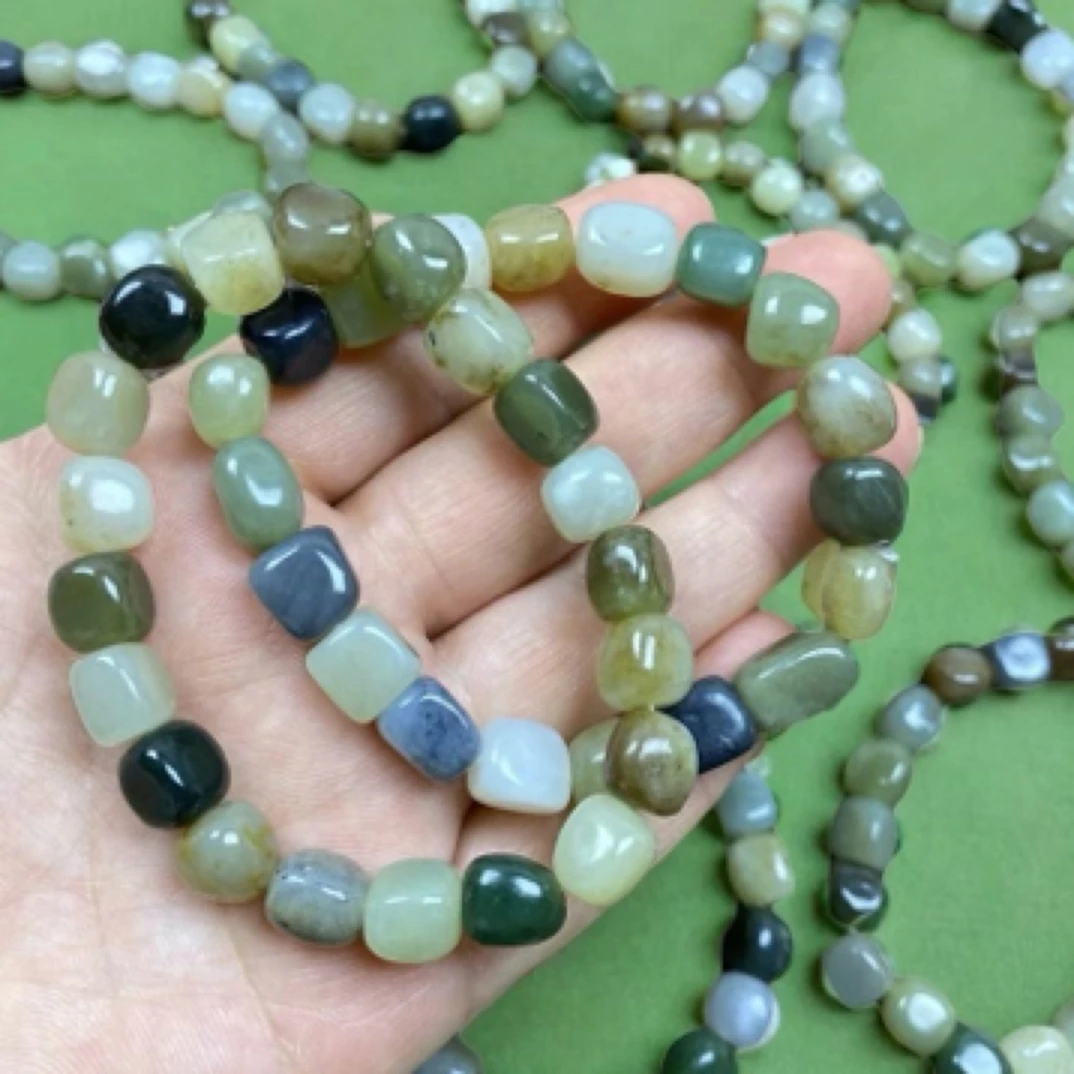 天然玉石新疆和田玉山料原石随形手链玉手串保真多样性发货一条