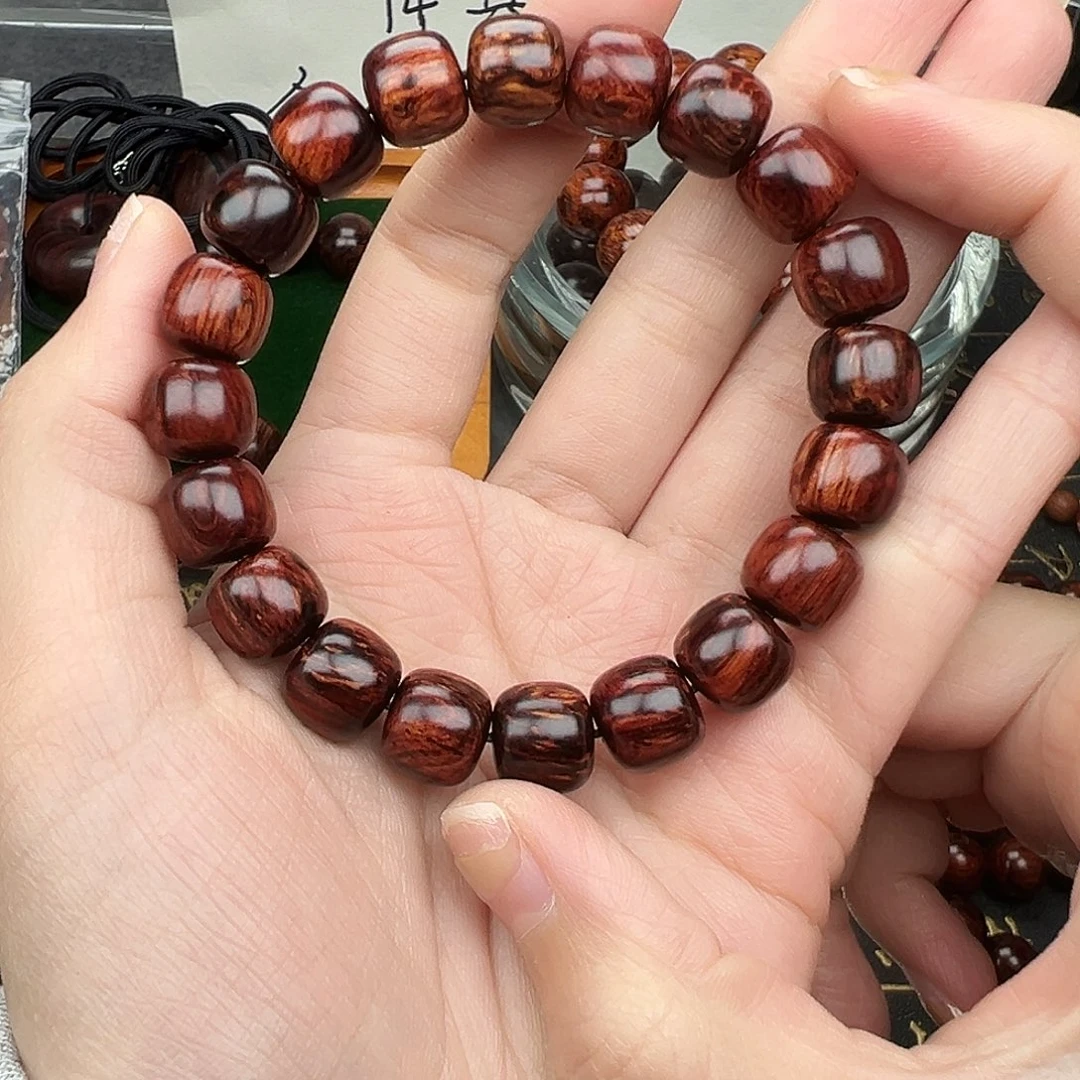 木1.1桶珠海南红降黑金火焰纹精品