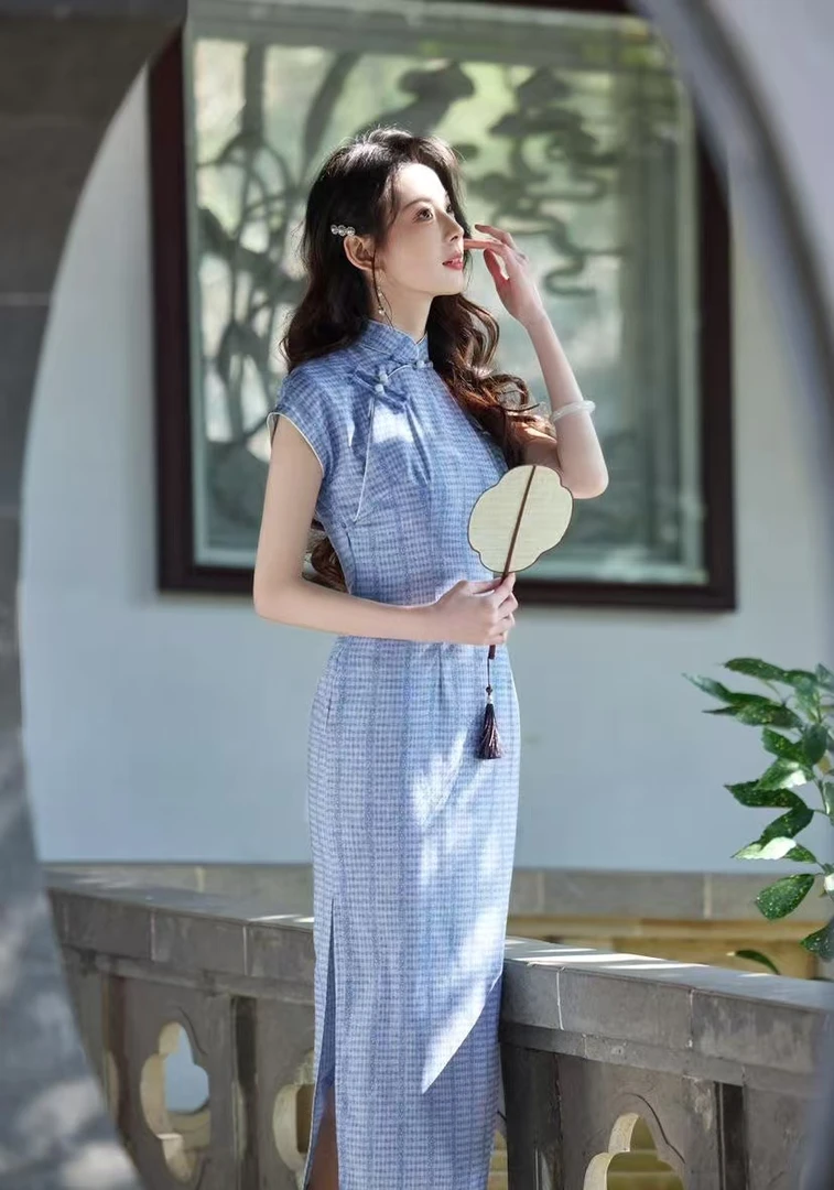 年轻款民国文艺复古半开襟『夏露』旗袍