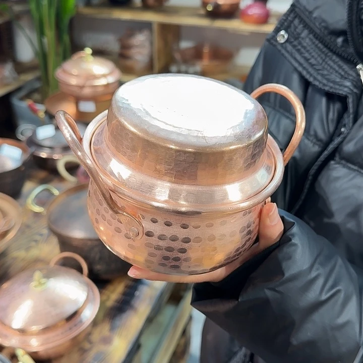 紫铜手工制作双耳锅14口径单人