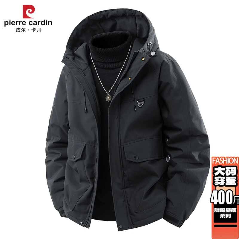 皮尔卡丹大码连帽棉衣外套男士冬季新款宽松休闲百搭保暖防寒棉袄