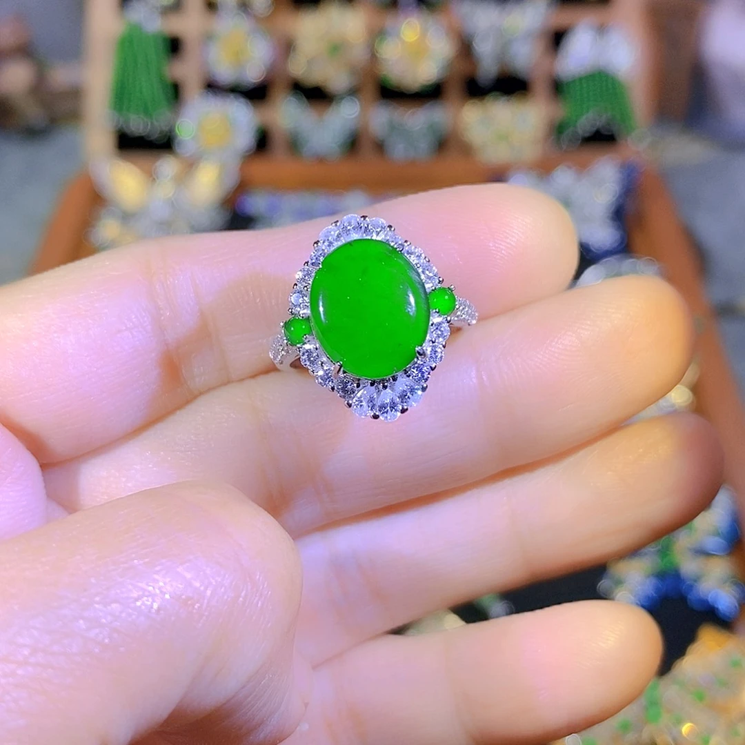 银S925镶嵌把件翡翠