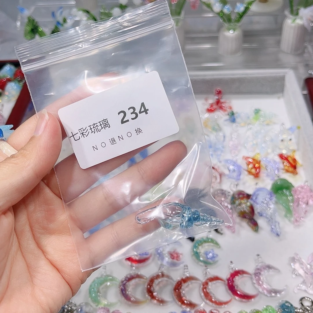 玻璃颈饰234蓝色海螺