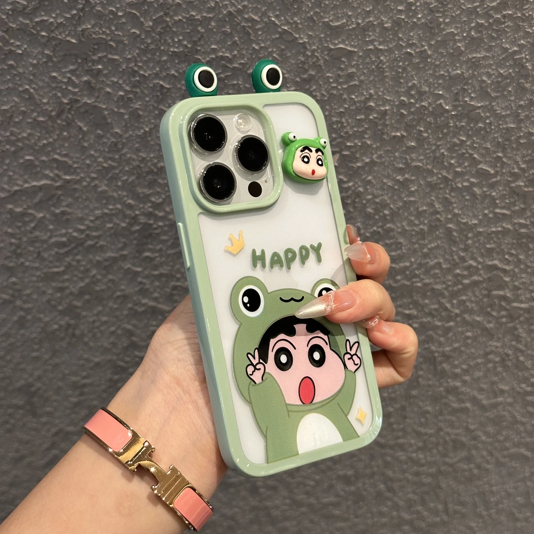 GGBond比耶青蛙小新适用iPhone16/15苹果14立体耳朵11手机壳13/12