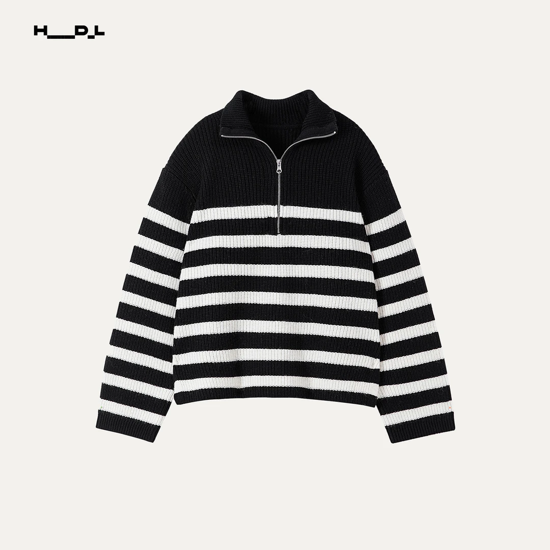 HDL Amado·半拉链条纹针织毛衣