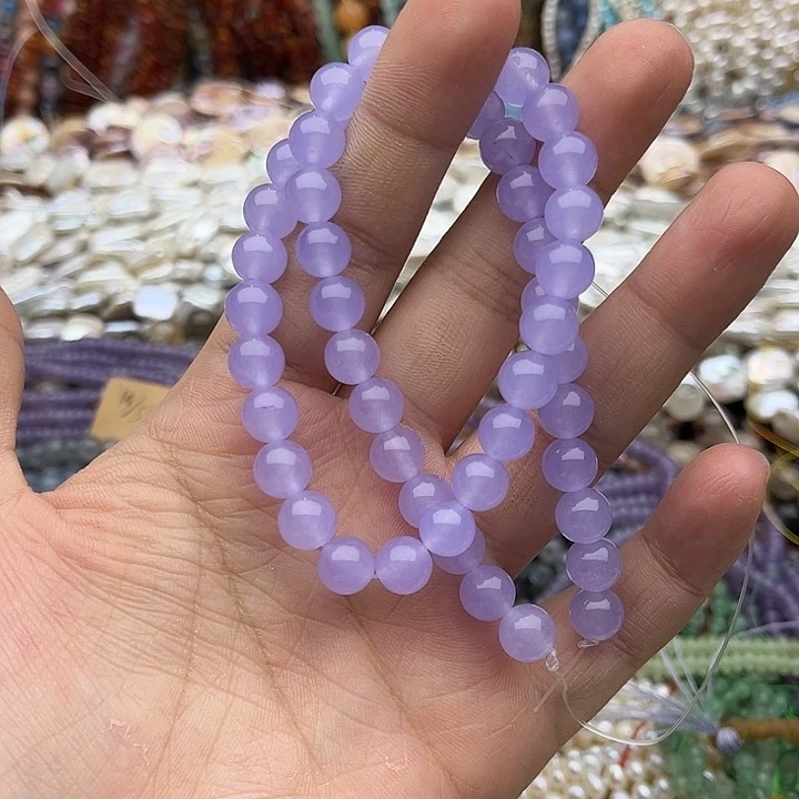 玛瑙/玉髓未镶嵌珠宝半成品一条8mm左右紫玉