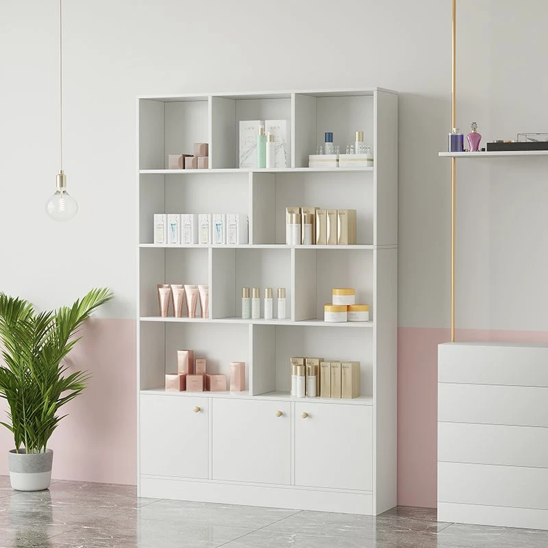 新疆包邮化妆品展示柜简约美容院产品陈列柜货架美甲理发店展柜母