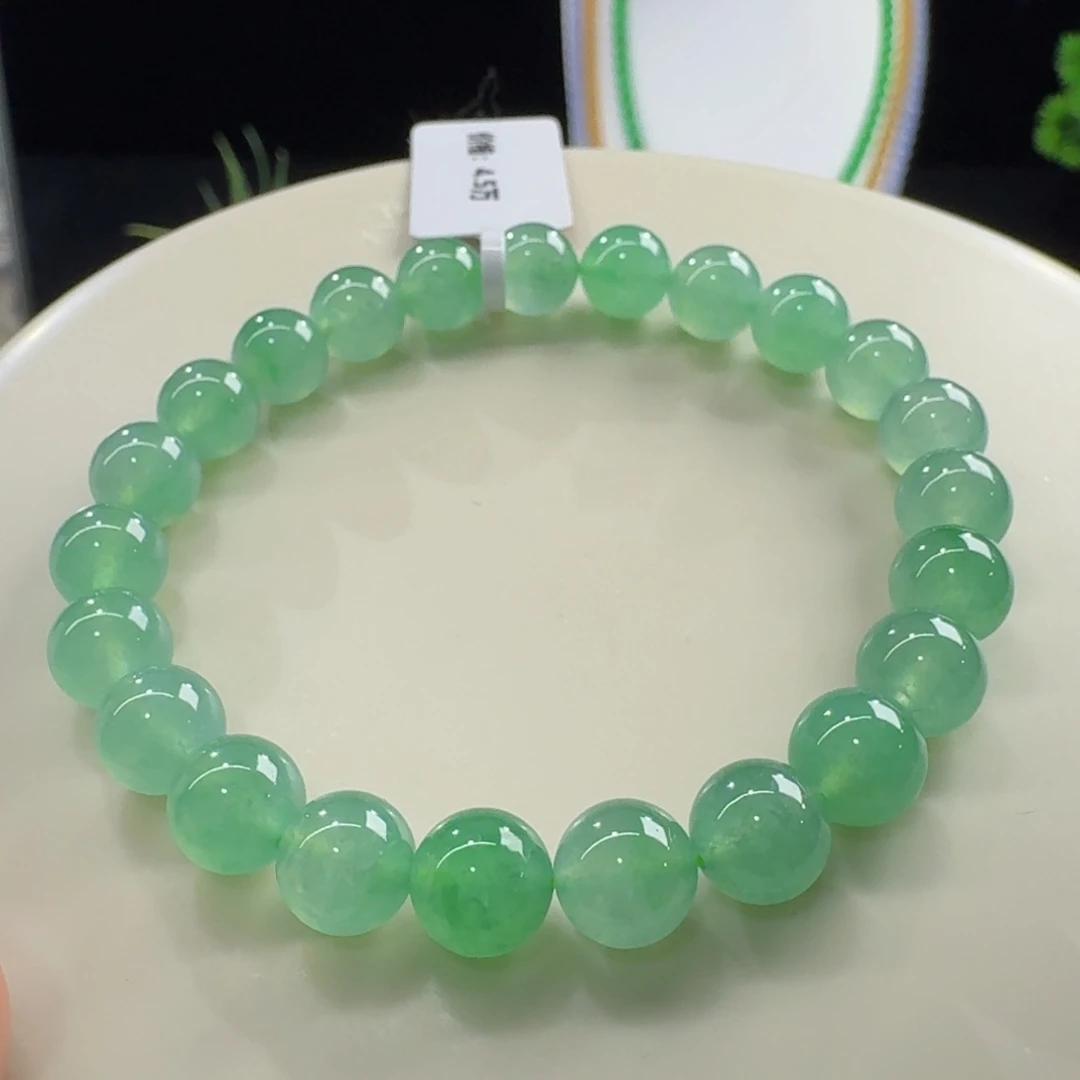 翡翠未镶嵌手链冰胶葡萄绿单圈卡8mm