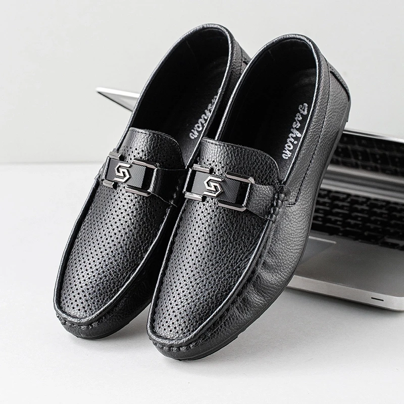 2025年春夏季透气孔男士一脚蹬休闲豆豆鞋软底软面透气百搭驾车鞋