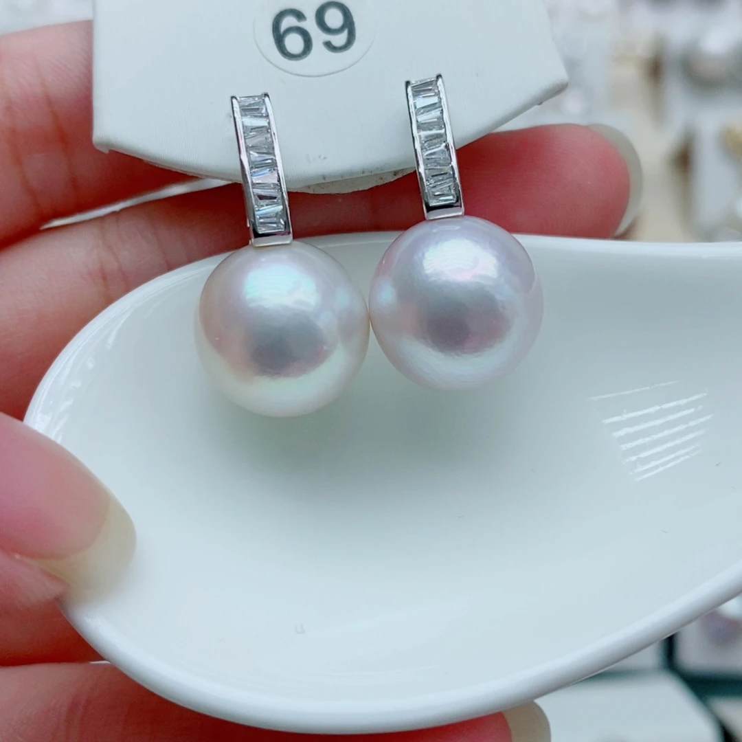 小***魏银S925镶嵌淡水珍珠耳饰13mm