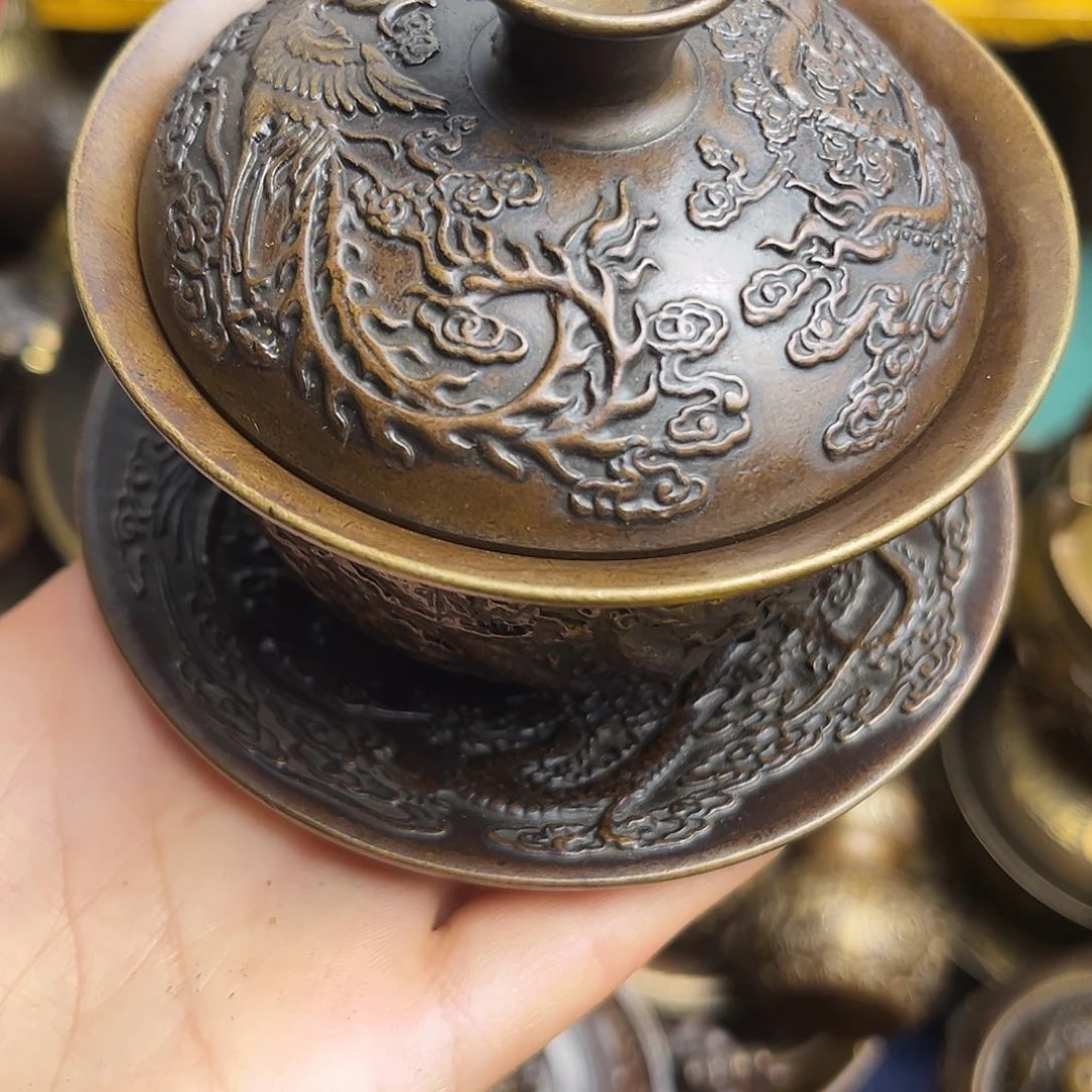 原矿风磨铜精雕摆件