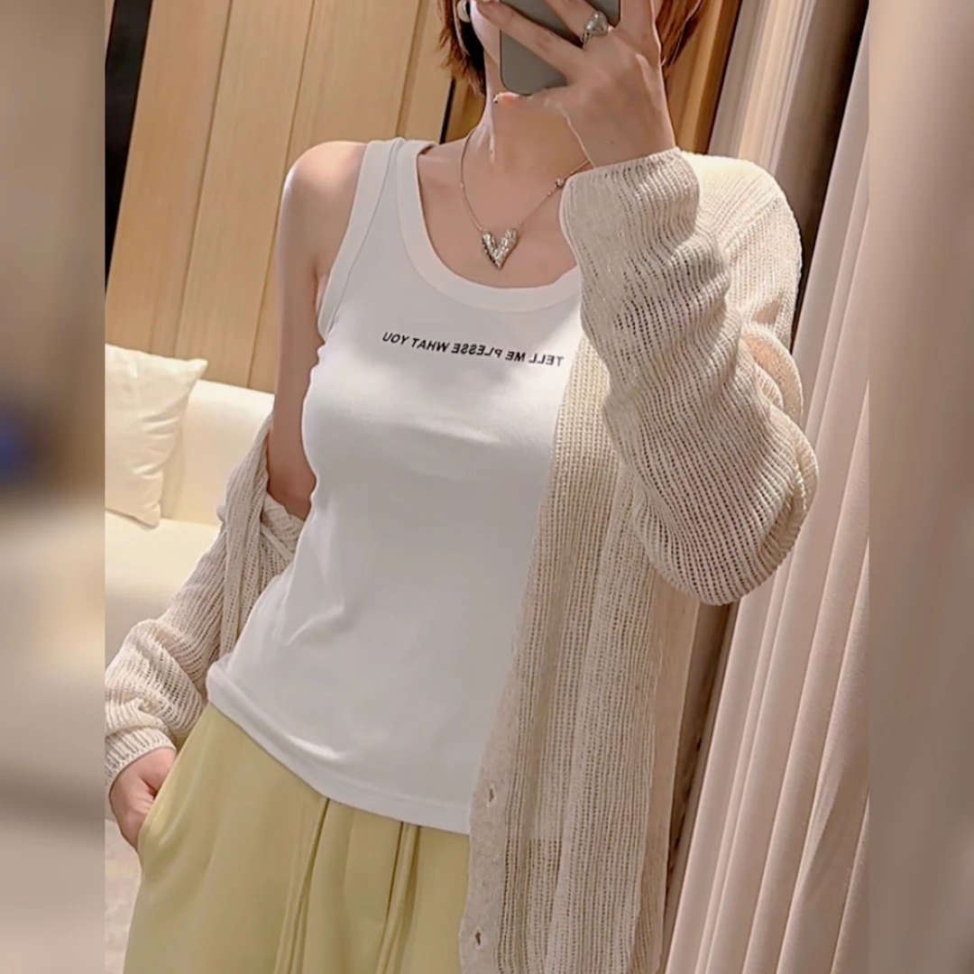 经典百搭款字母显瘦高弹打底背心