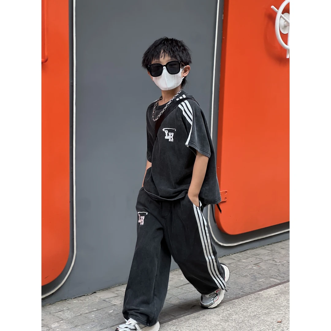 THE LUHAN【七十八度灰】运动时尚休闲夏季宽松中大童套装24089